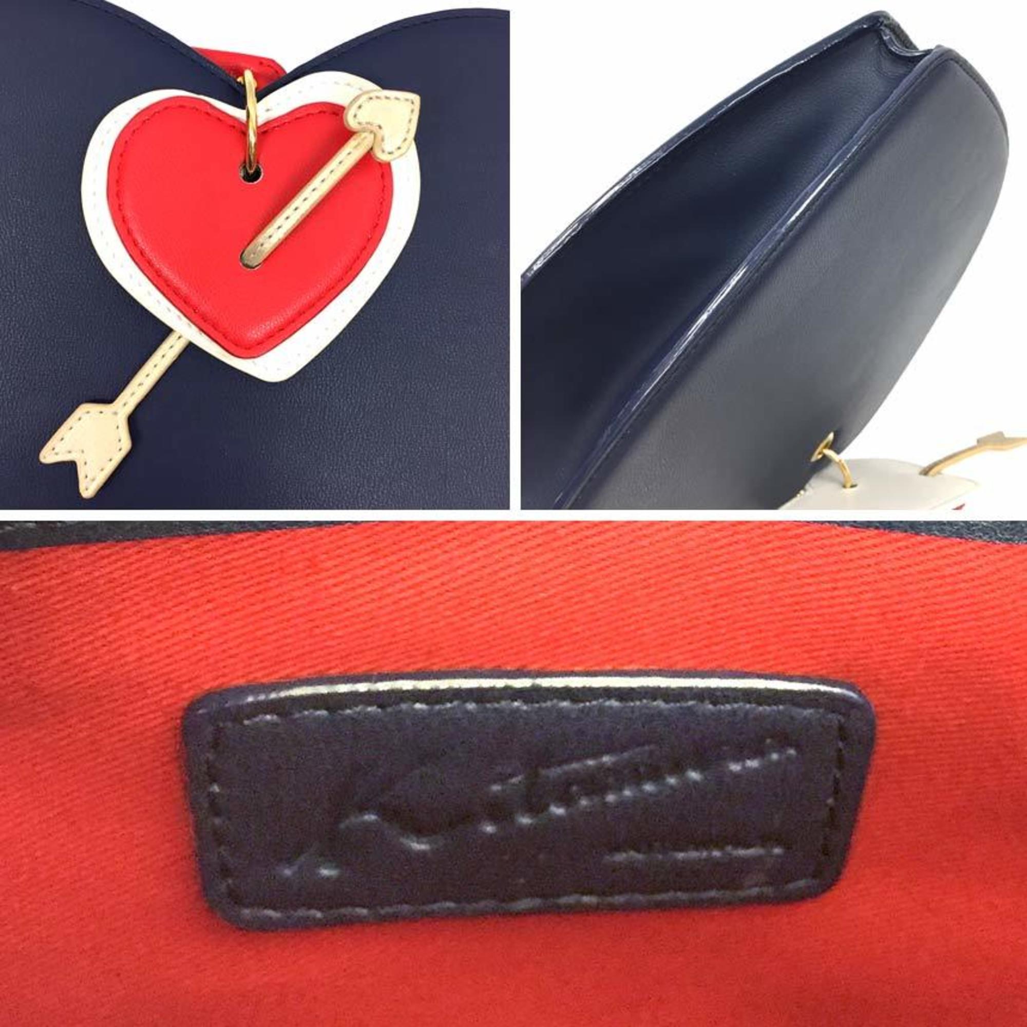 KITAMURA Kitamura Heart Bag 2WAY Shoulder Handbag Pochette Navy x Red aq8574
