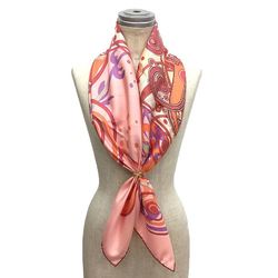 HERMES Scarf Muffler Carre 90 COMME HISTOIRES Rose Poudre/Coral/Mauve 100% Silk Hermes aq6602