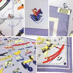 HERMES Hermes Carre 90 Scarf Muffler Raconte moi le cheval (Talking about horses) Lavender Silk aq7382