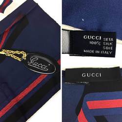 GUCCI Gucci Scarf Muffler Carre Silk White x Navy Small aq6368
