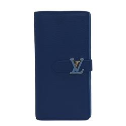 LOUIS VUITTON M82441 LV Vertical Taurillon Long Wallet Blue Men's