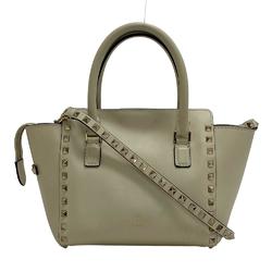 Valentino Garavani 2way Shoulder Bag Studded Handbag Beige Ladies