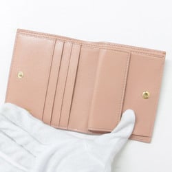 Miu Miu MIU Wallet Pink FREE Bifold Folding Floral Pattern Flower Print Leather Cowhide Girly Feminine