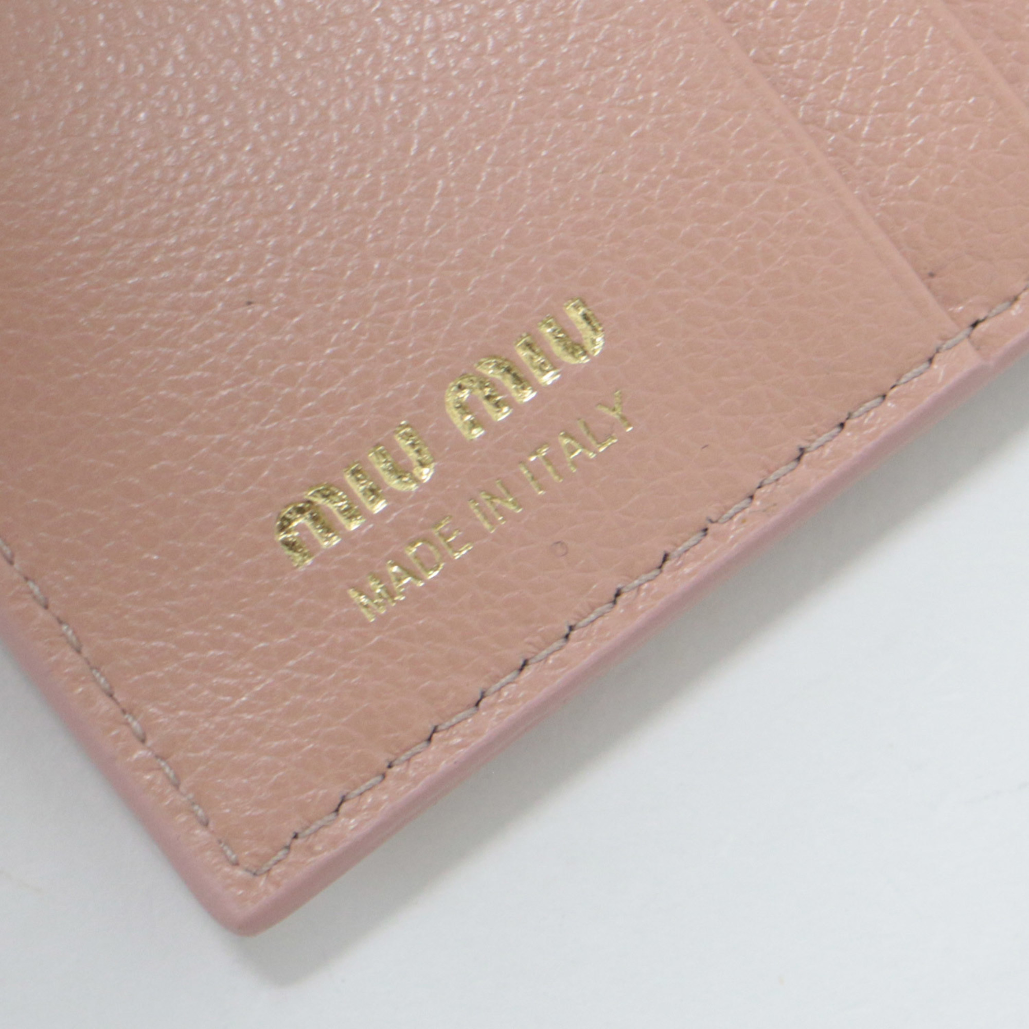 Miu Miu MIU Wallet Pink FREE Bifold Folding Floral Pattern Flower Print Leather Cowhide Girly Feminine