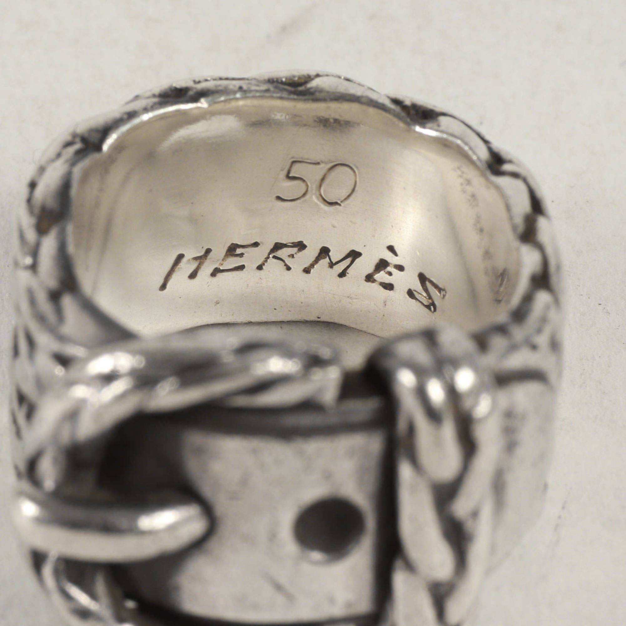 HERMES Diane Silver Ring Jewelry Belt 50 Accessories