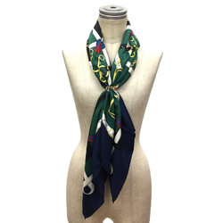 GUCCI Gucci Scarf Muffler Stole Carre 100% Silk Horse Tack Pattern Belt Navy x Green Women's aq6312