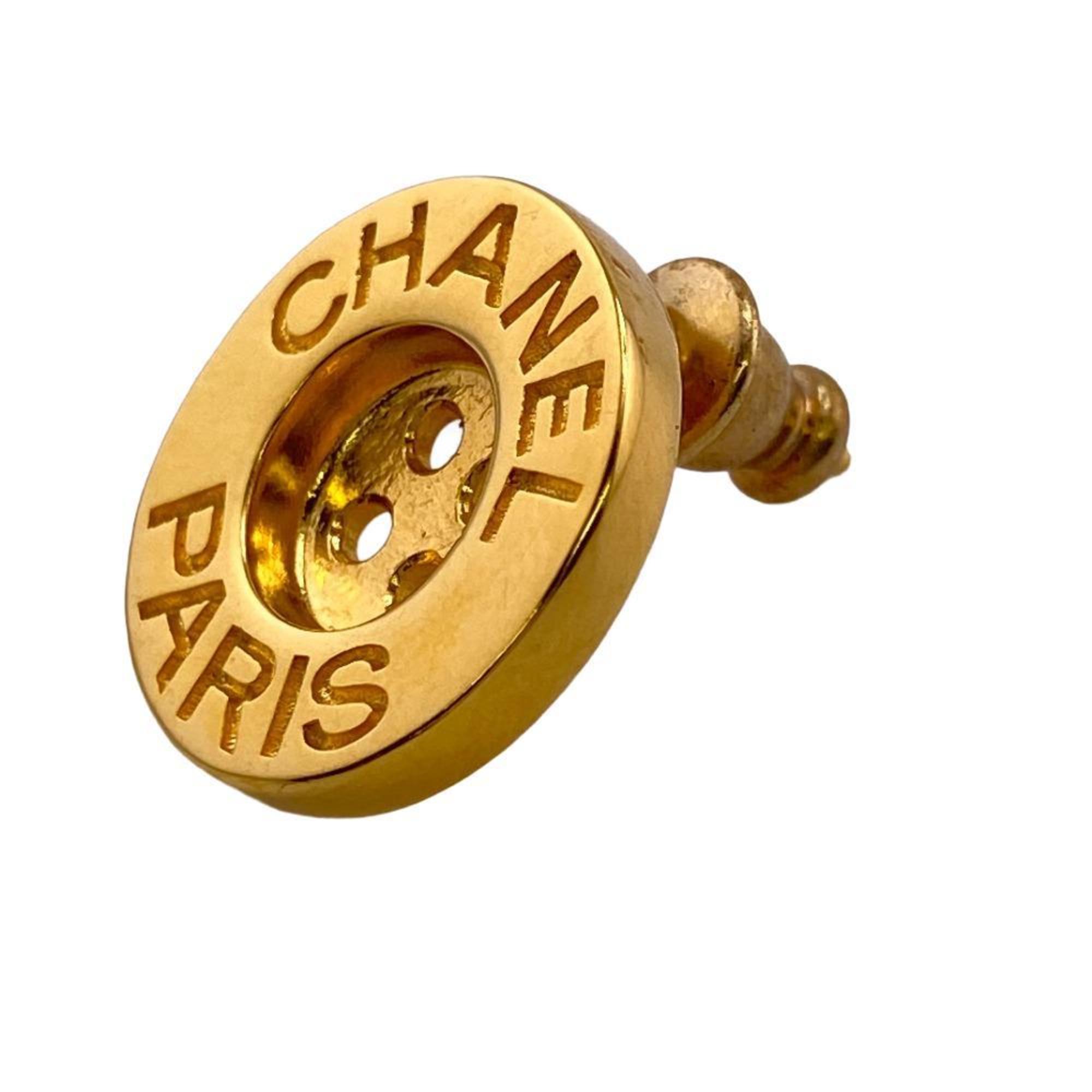 CHANEL 820A button motif earrings gold ladies