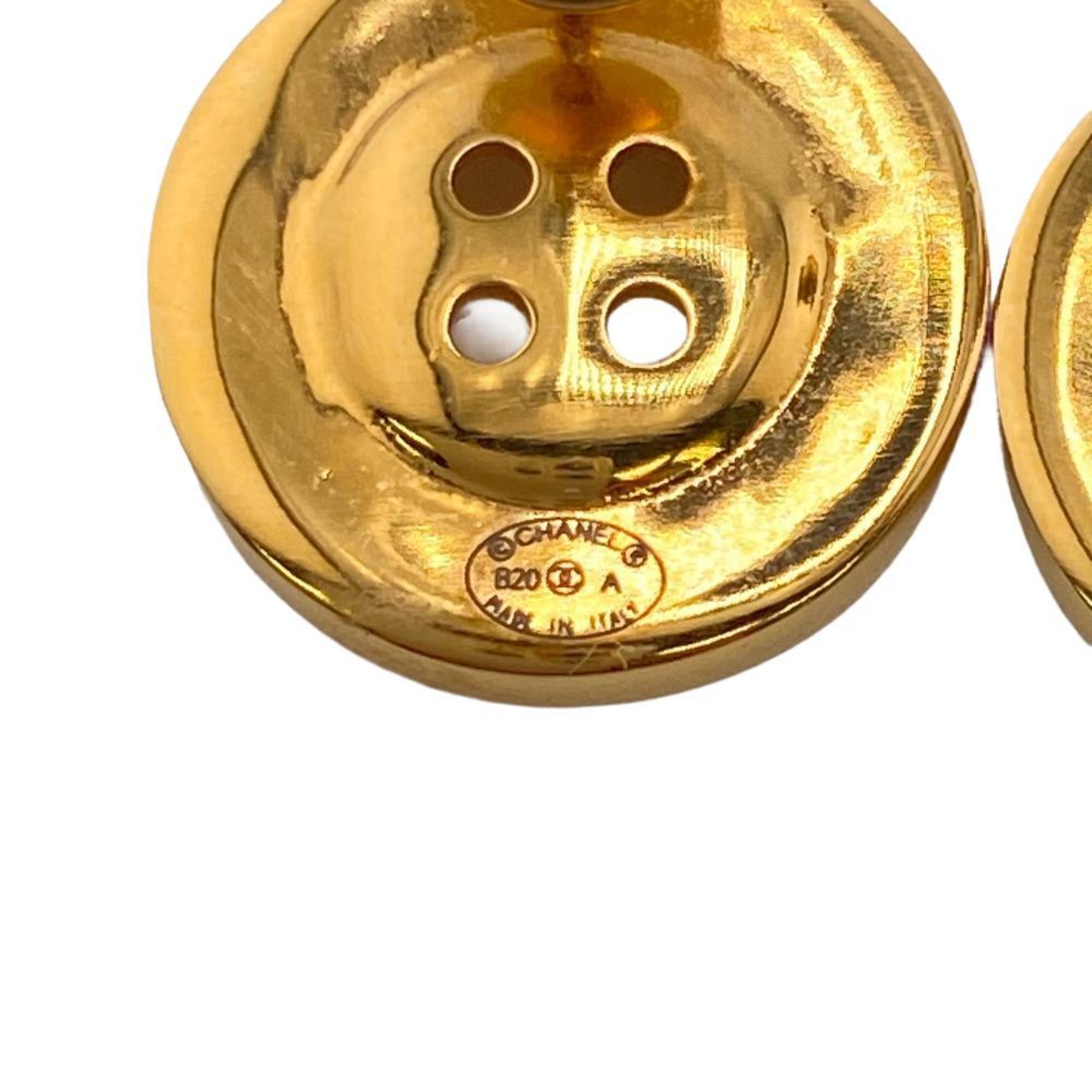 CHANEL 820A button motif earrings gold ladies