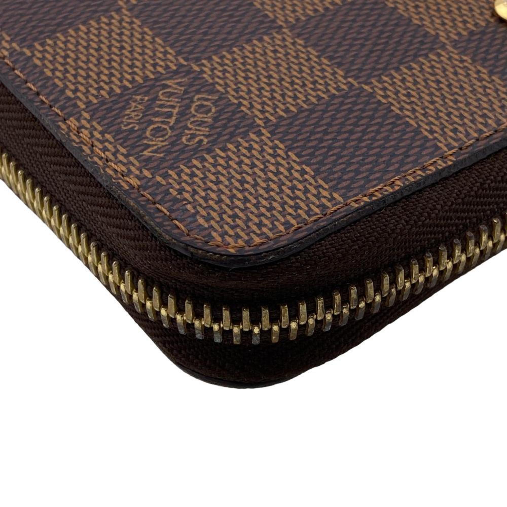 LOUIS VUITTON N60145 Color Com Pattern Zippy Wallet Round Zipper Damier Long Brown Women's