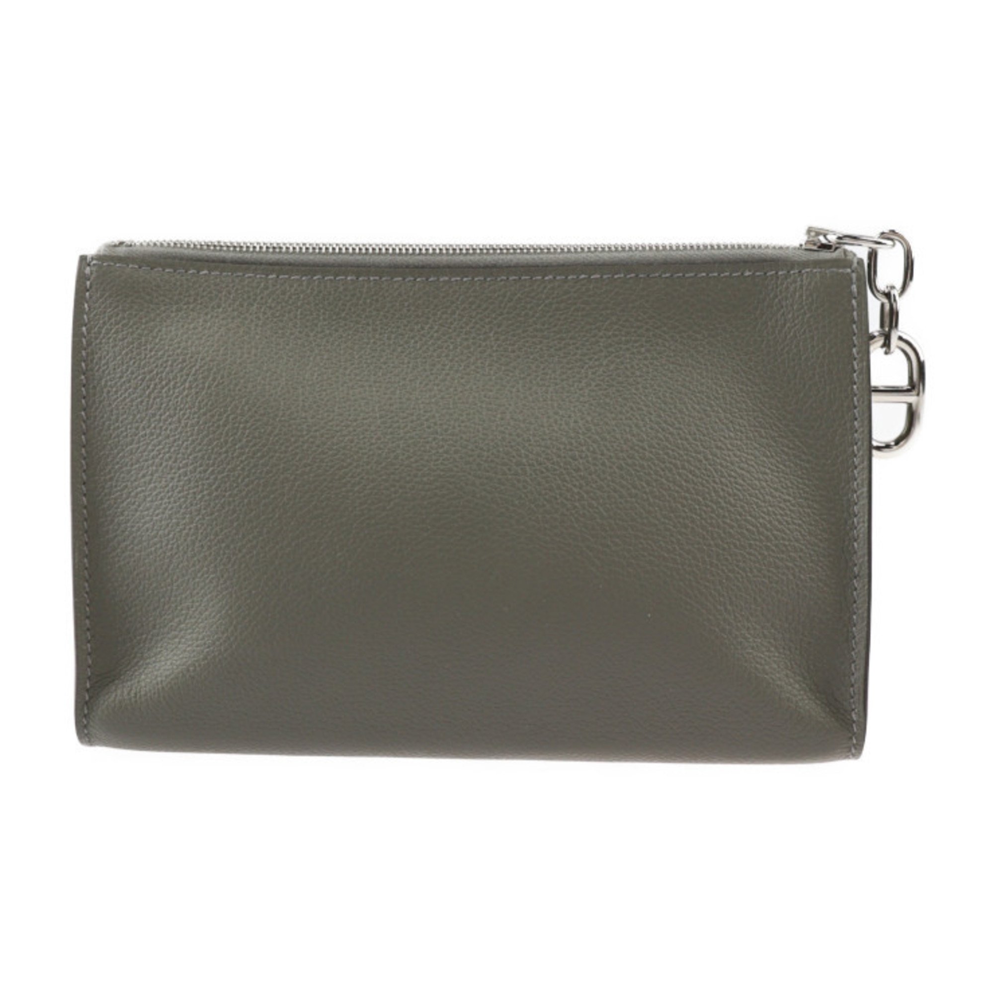 HERMES Zip Angor PM Pouch Second Bag Evercolor Grimeyer Silver Hardware Clutch Chaine d'Ancle B engraved