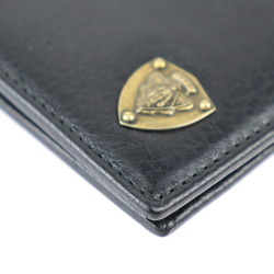 GUCCI Billfold Crest Bifold Wallet 203601 Leather Black Gold Hardware