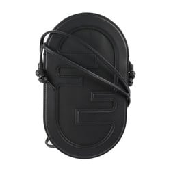 FENDI PHONE HOLDER Shoulder Bag 7AS055 A5DY Calf Leather Black Orlock Mobile Case Pochette Smartphone