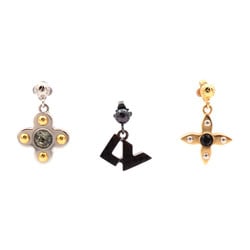 LOUIS VUITTON Louis Vuitton Bookle Doreille Love Letters Earrings M65249 Metal Gold Silver Black Flower Damier LV Logo