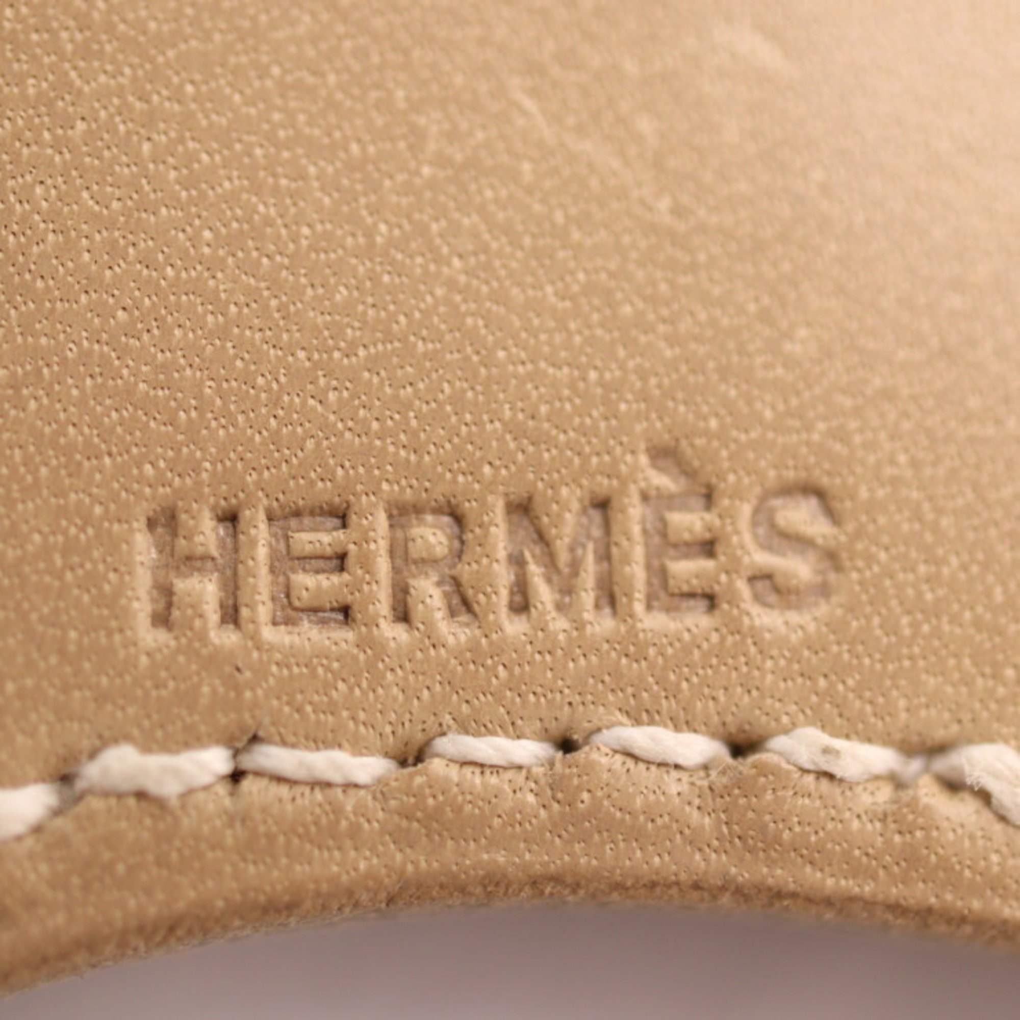 HERMES Hermes Touareg Necklace Leather Silver 925 Beige Pendant Choker □E engraved