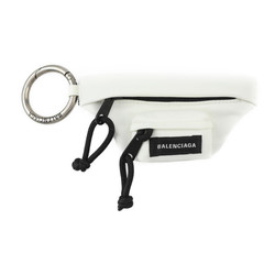 BALENCIAGA Micro Belt Pack Keychain 678883 Nylon White Black Silver Hardware Bag Charm Key Ring