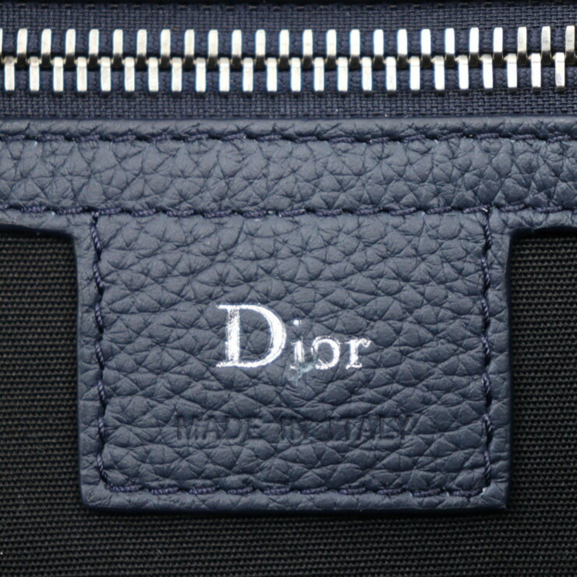 DIOR HOMME ATELIER 2nd bag 1ATCA162 XXX 00EU Leather Navy Silver hardware Clutch Pouch L-shaped zipper