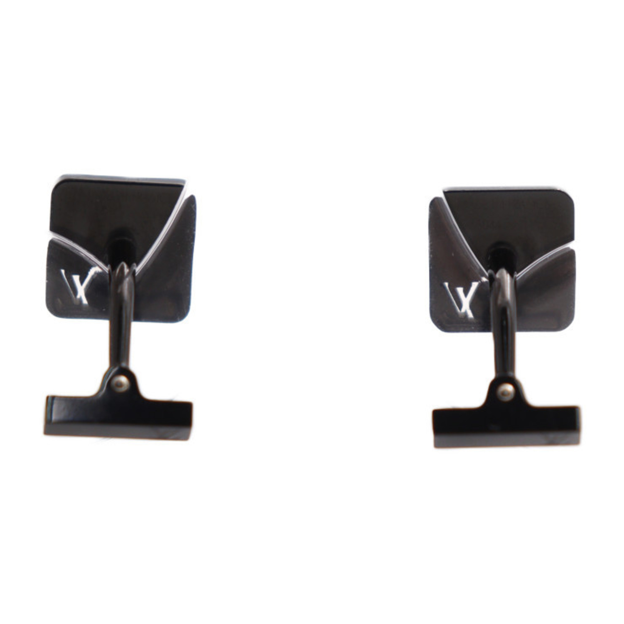 LOUIS VUITTON Louis Vuitton Bouton de Manchette Champs Elysees Cufflinks M65044 Metal Black with Damier Case