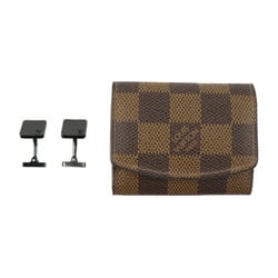 LOUIS VUITTON Louis Vuitton Bouton de Manchette Champs Elysees Cufflinks M65044 Metal Black with Damier Case