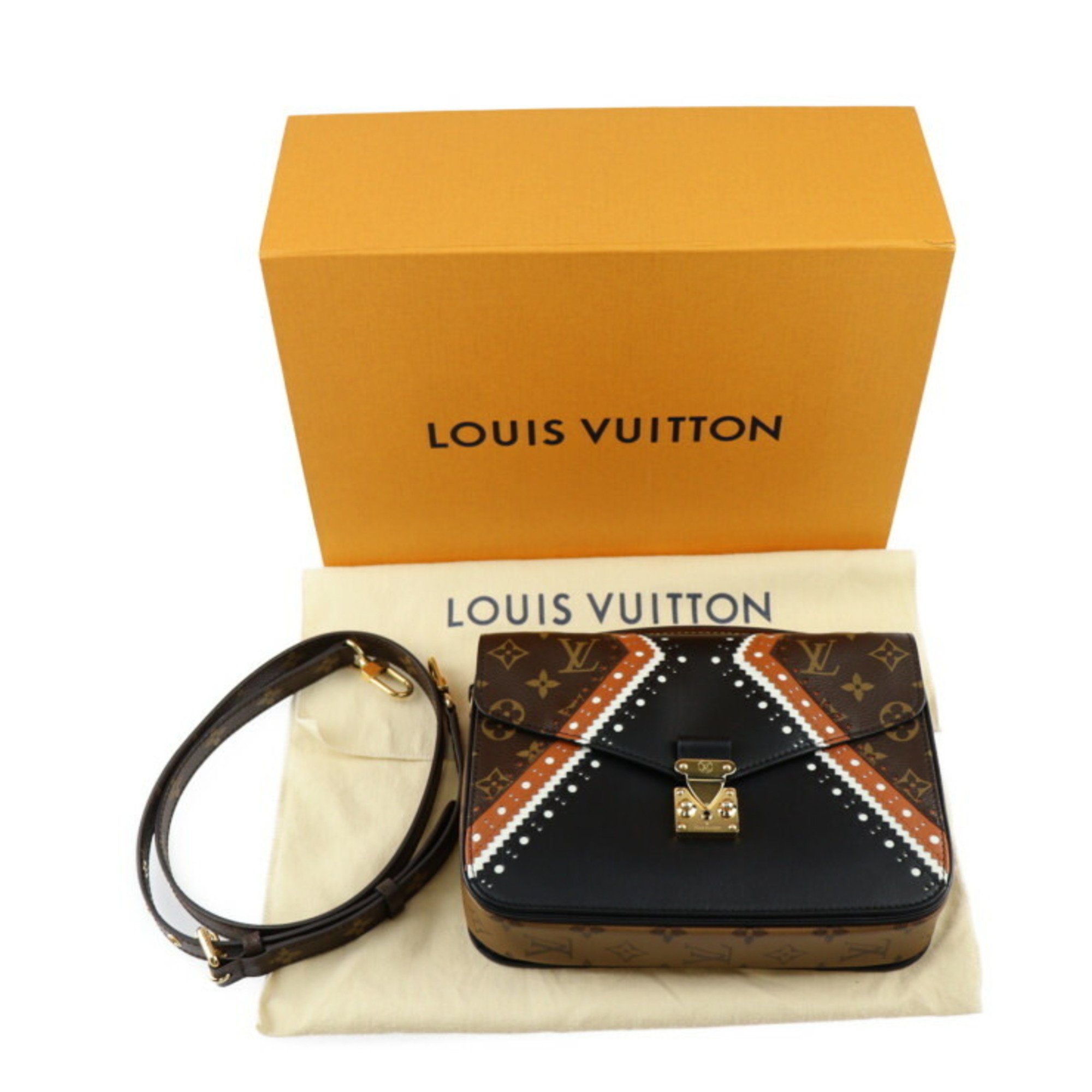 LOUIS VUITTON Louis Vuitton Pochette Metis MM Handbag M43488 Monogram Canvas Reverse Brown Black Gold Hardware 2WAY Shoulder Bag Giant