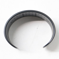 HERMES Bangle Bracelet Cuff Accessory Black T2 Evelyn Punching Logo Aluminum
