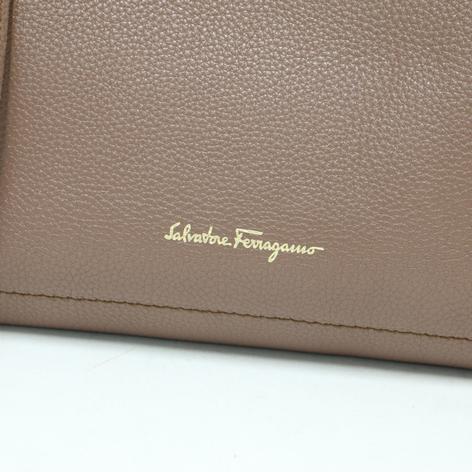 Salvatore Ferragamo Bag Tote Brown Orange Bicolor Gancini Logo AMY Leather Adult Office Business Elegant Shoulder