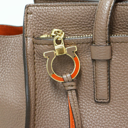 Salvatore Ferragamo Bag Tote Brown Orange Bicolor Gancini Logo AMY Leather Adult Office Business Elegant Shoulder