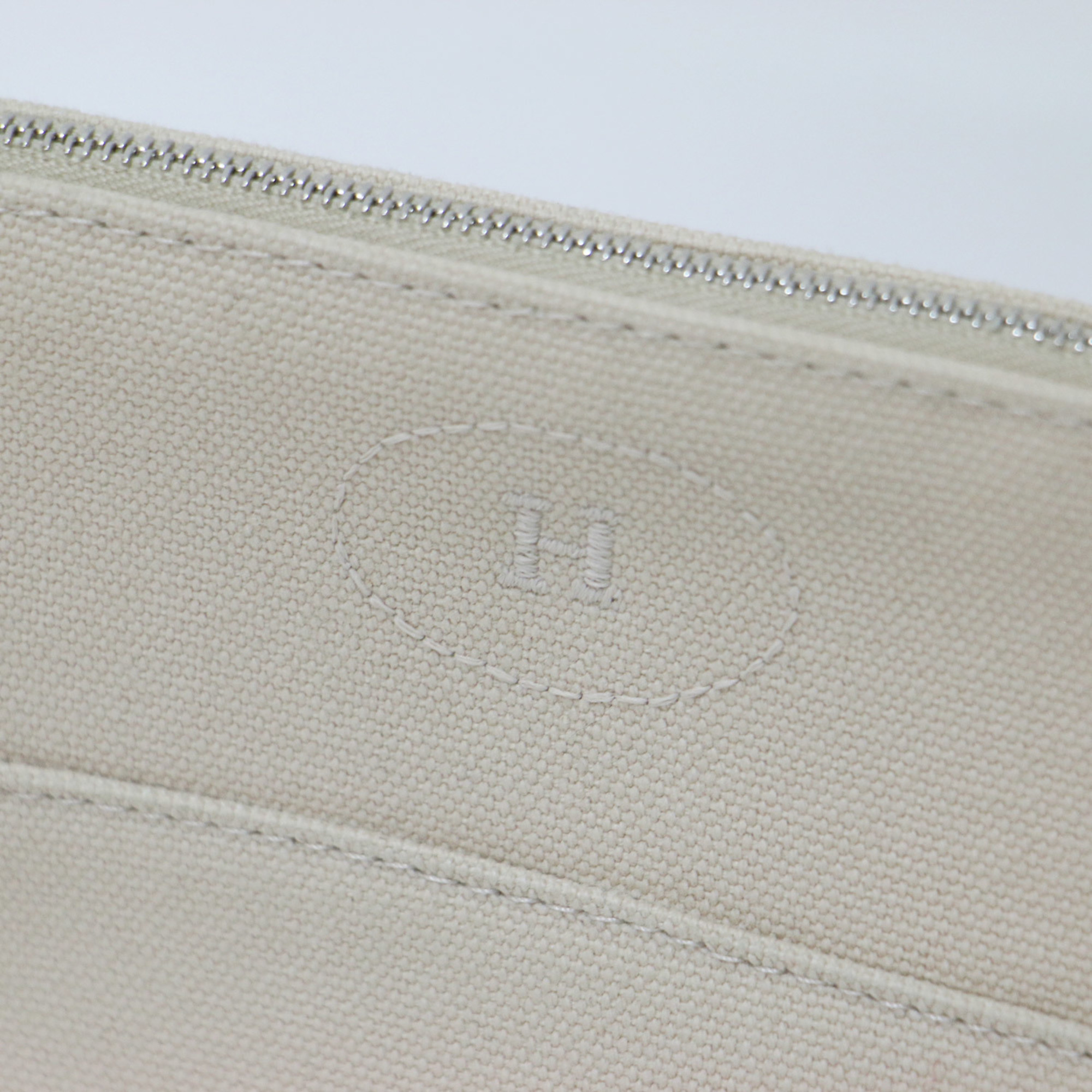 HERMES Hermes Pouch Accessory Case Light Beige Kinari Zipper Logo Embroidery Leather Piping Canvas Bolide PM 20 Mini Made in France