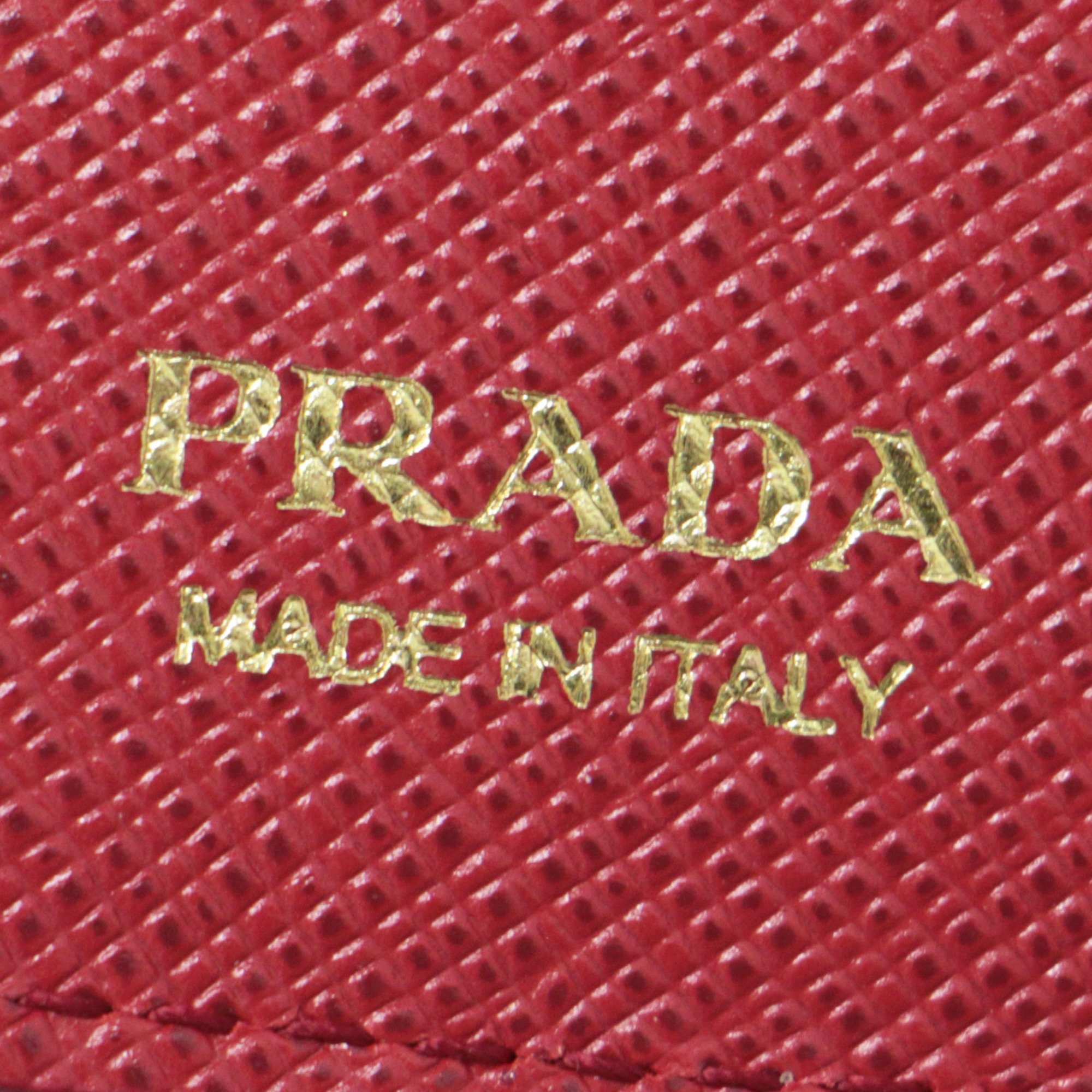 PRADA Prada Wallet Bifold Red Compact Logo Saffiano 1MV204 Elegant