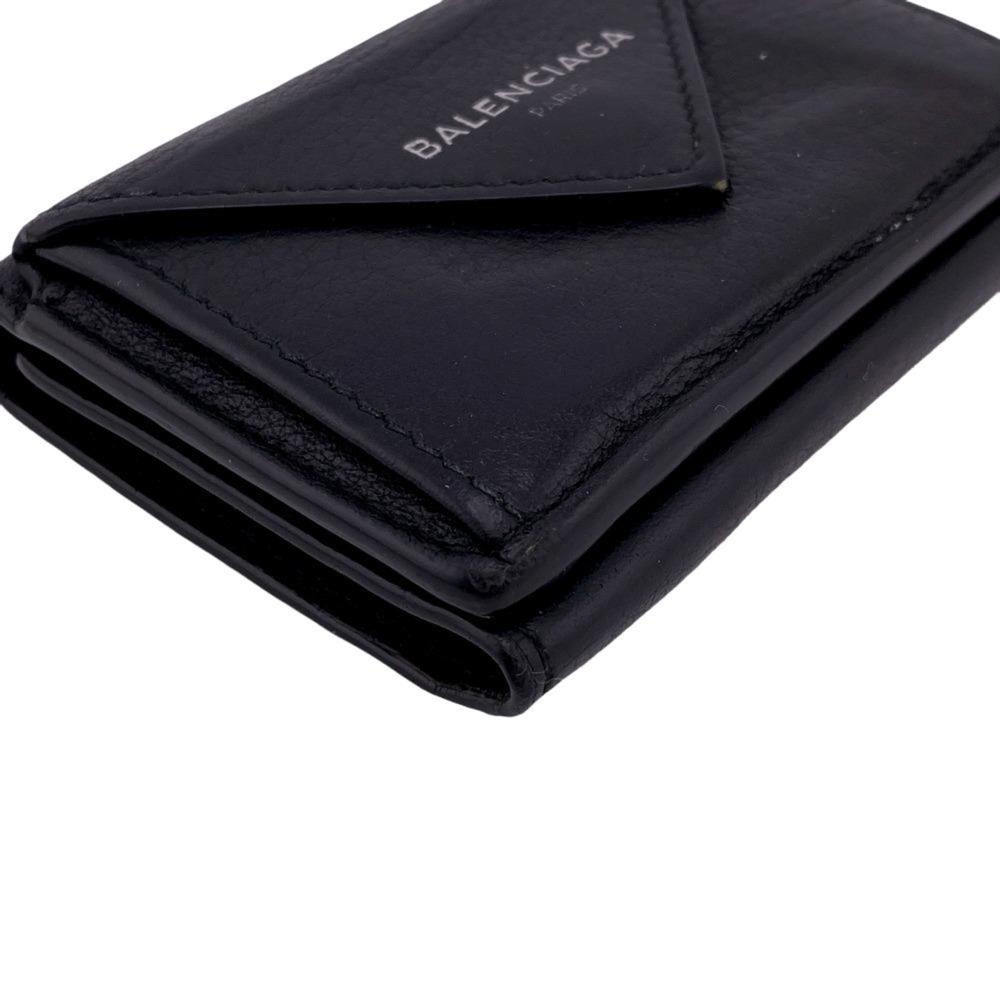 BALENCIAGA Paper Mini Wallet Trifold Black Ladies