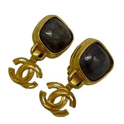 CHANEL Colored Stone 97A Coco Mark Earrings Gold Women's
