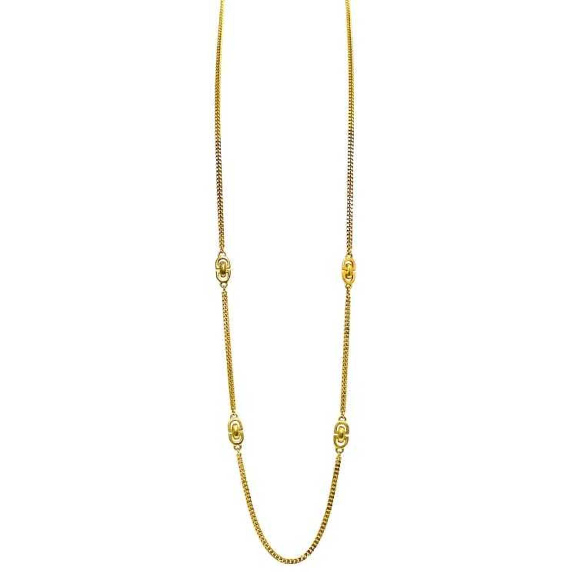 Christian Dior Long Necklace Gold GP CD Women's