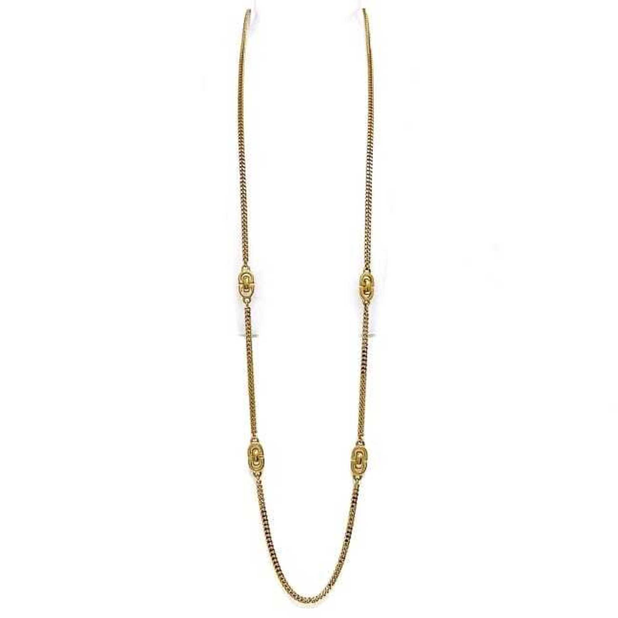 Christian Dior Long Necklace Gold GP CD Women's