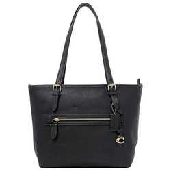 Coach Tote Bag Black Boutique Line CC395 Leather COACH C Charm Ladies