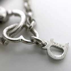 Christian Dior Necklace Silver Heart Rhinestone Stone Chain Women's
