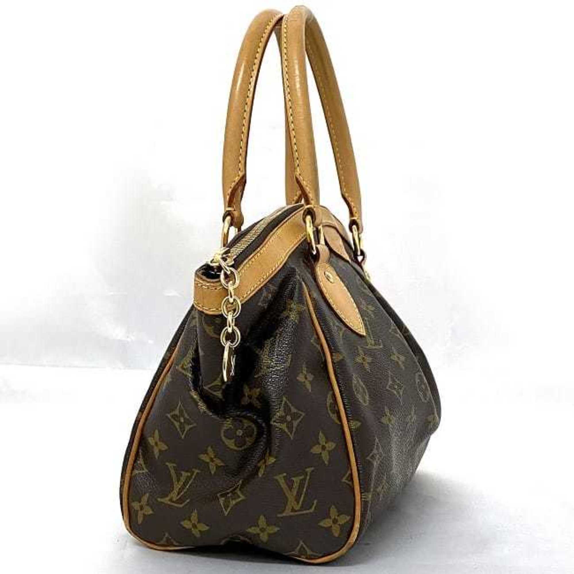 LOUIS VUITTON Handbag Tivoli PM Brown Monogram M40143 Canvas Tanned Leather VI1078 Tote Bag Gathered