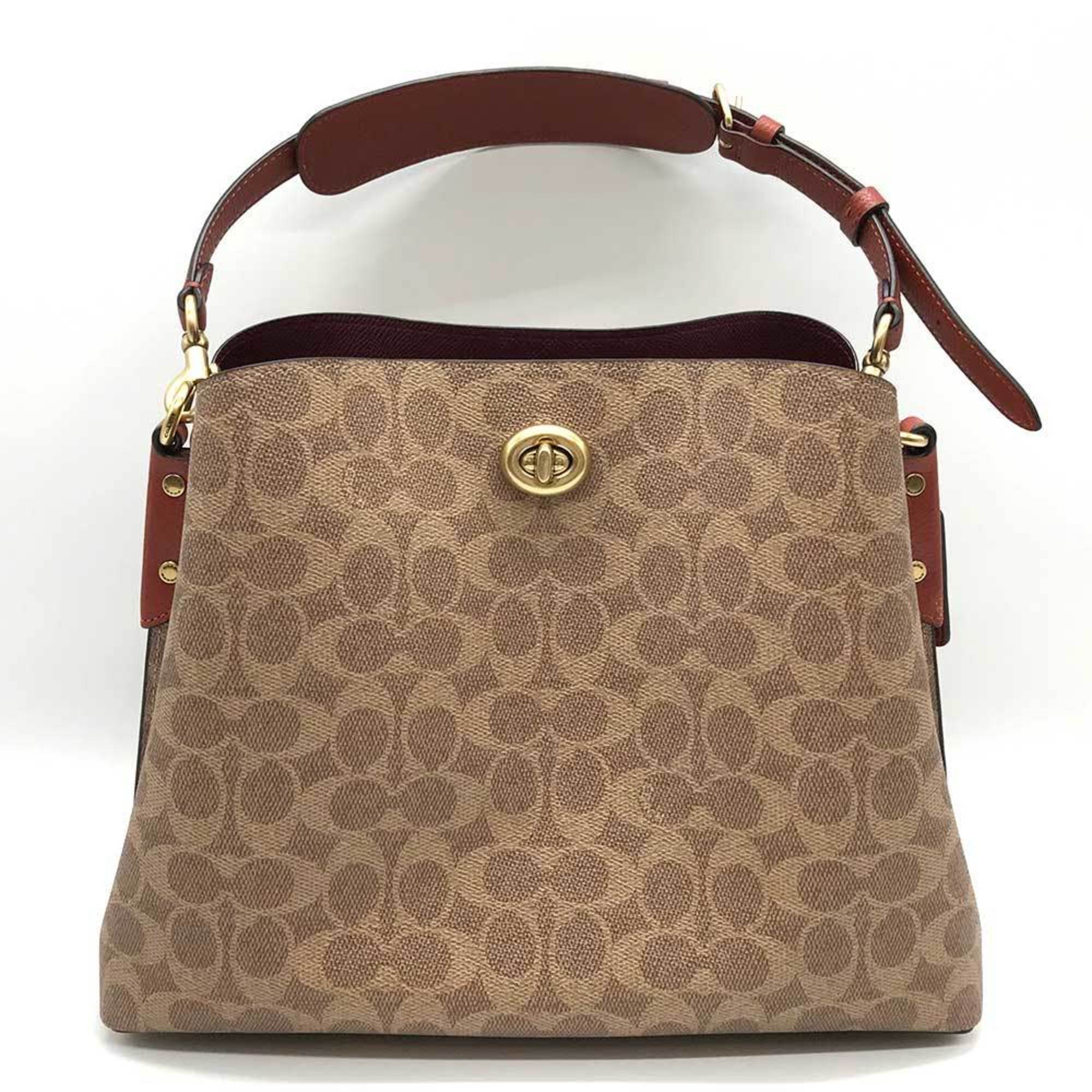 Coach Bag Signature 2way Brown Shoulder C2745 PVC x Leather COACH