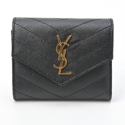 Saint Laurent Monogram Multifold Wallet 692061 Grained Poudre Embossed Leather