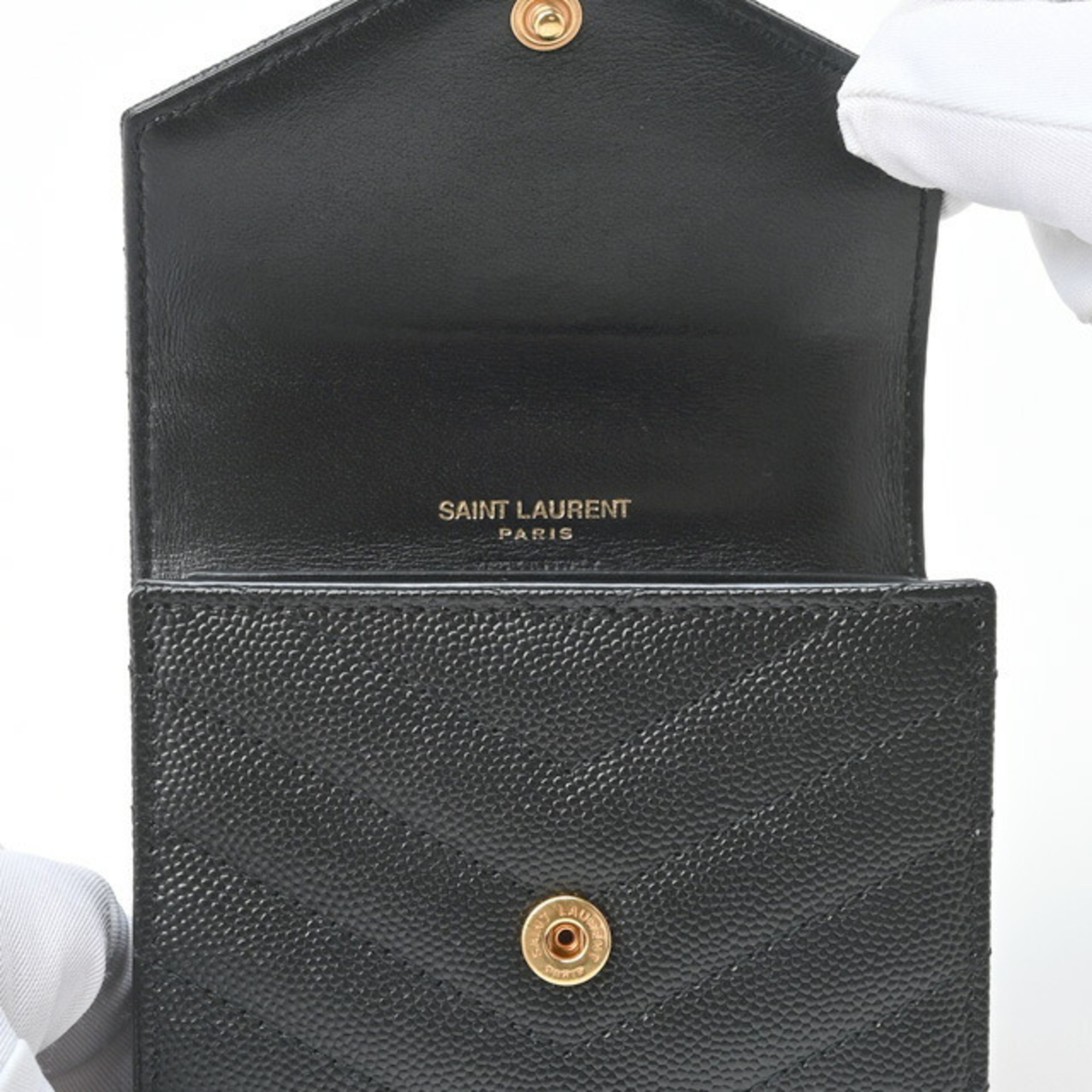 Saint Laurent Monogram Multifold Wallet 692061 Grained Poudre Embossed Leather