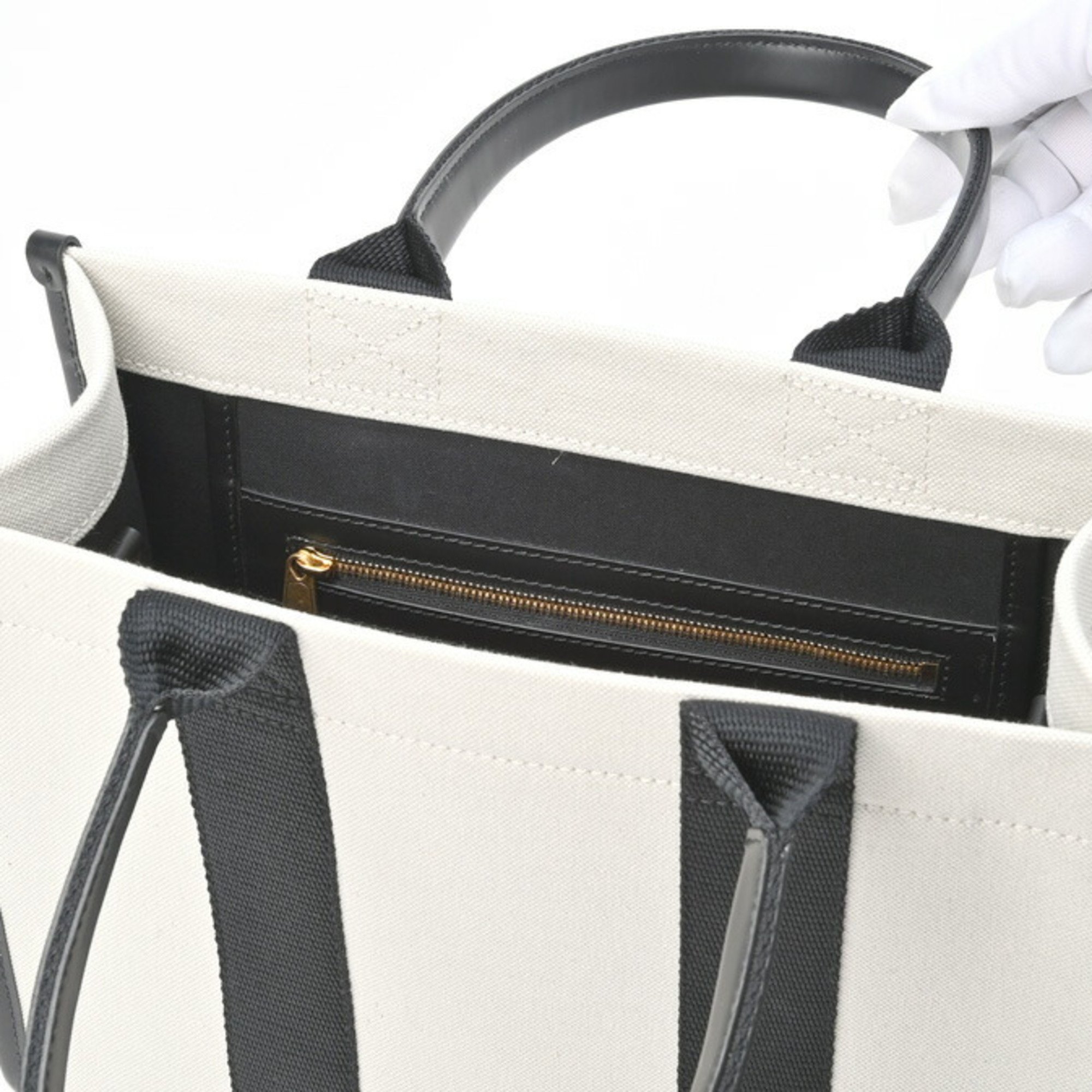Balenciaga Hardware Small Tote Bag 671402 Cotton Canvas Light Beige/Black