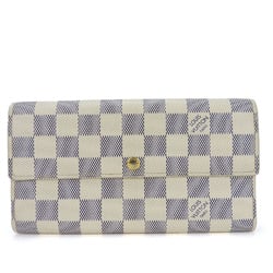 LOUIS VUITTON Bifold Long Wallet Portefeuille Sara N61735 Damier Azur Leather Checkered Pattern Accessories Women's LV long wallet pvc