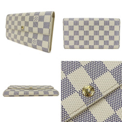 LOUIS VUITTON Bifold Long Wallet Portefeuille Sara N61735 Damier Azur Leather Checkered Pattern Accessories Women's LV long wallet pvc