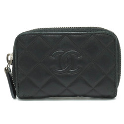 CHANEL Chanel Matelasse Coco Mark Coin Case Purse Card Round Leather Black A80738