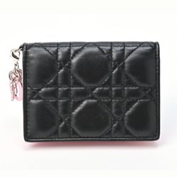 Christian Dior Dior Lady Card Case/Pass Case Cannage Black/Pink