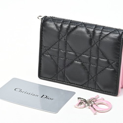 Christian Dior Dior Lady Card Case/Pass Case Cannage Black/Pink