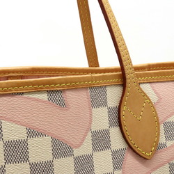 LOUIS VUITTON Damier Azur Tahiti Neverfull MM Tote Bag Shoulder Rose Ballerine N41050