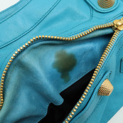 BALENCIAGA The Giant City Handbag Editor's Bag Shoulder Leather Turquoise Blue 173084