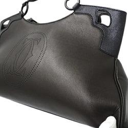Cartier Women's Handbag Tote Bag Marcello Leather Dark Brown