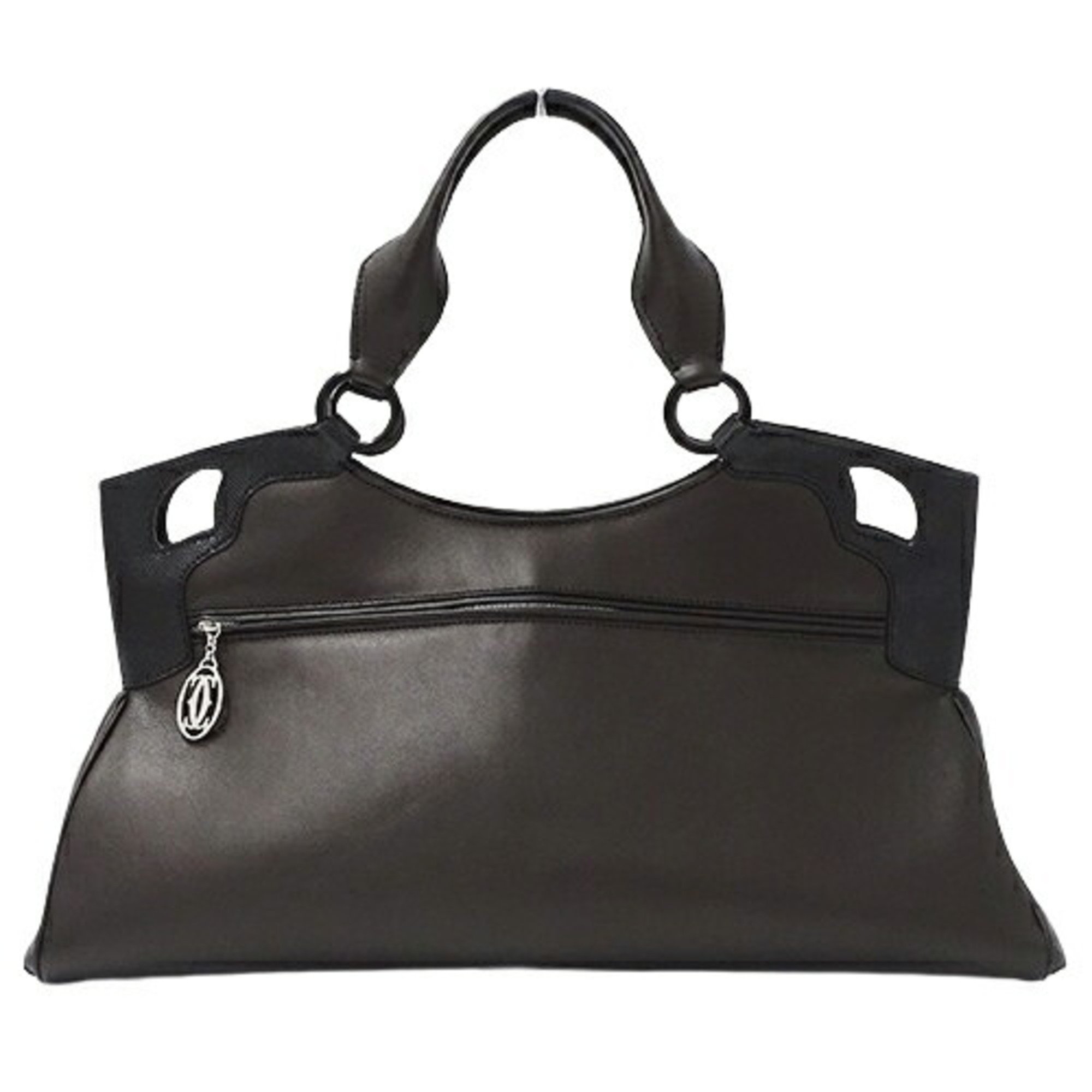 Cartier Women's Handbag Tote Bag Marcello Leather Dark Brown