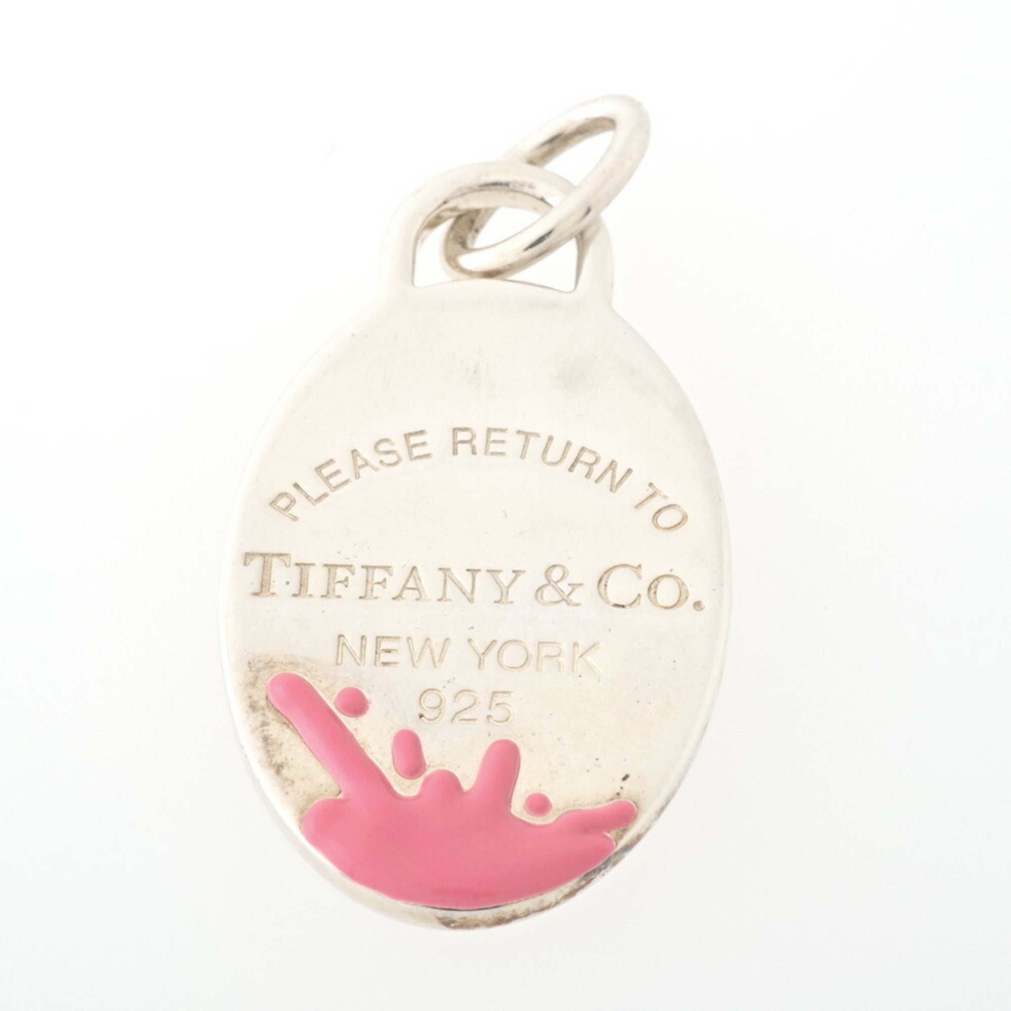 Tiffany Return to Color Splash Oval Tag Pendant Top AG925 Silver/Pink itefxzqyckce