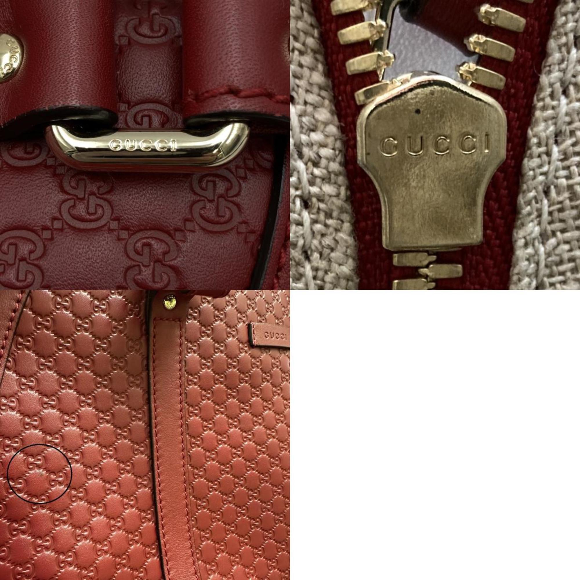 GUCCI 449663 Handbag Shoulder Bag 2Way Micro Gucci Leather Red Ladies